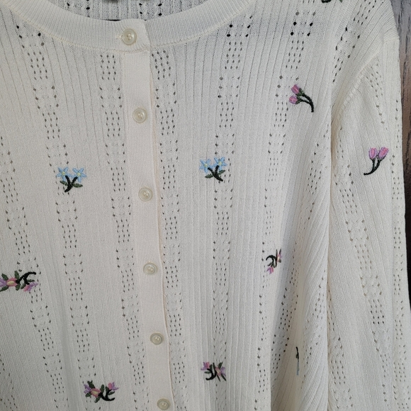 COPY - Vintage cleo | pointelle floral embroidered cardigan - Picture 3 of 6